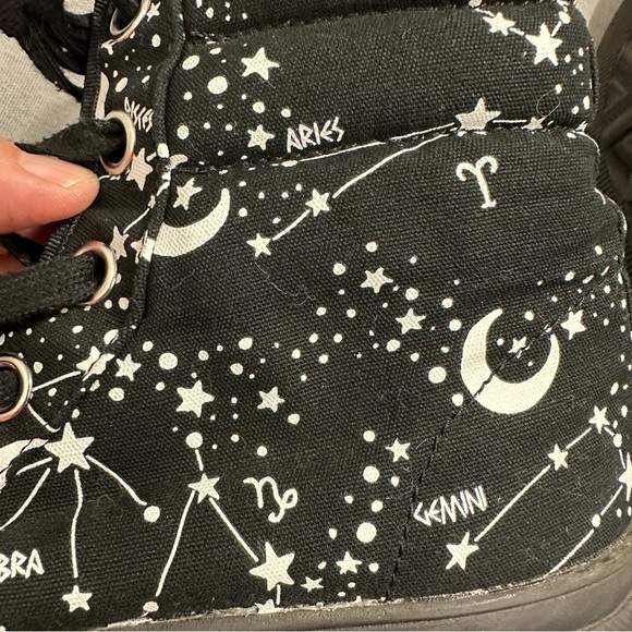 Sz. 9 Killstar Star Map Zodiac platform high tops, lace up front, goth - Picture 7 of 14